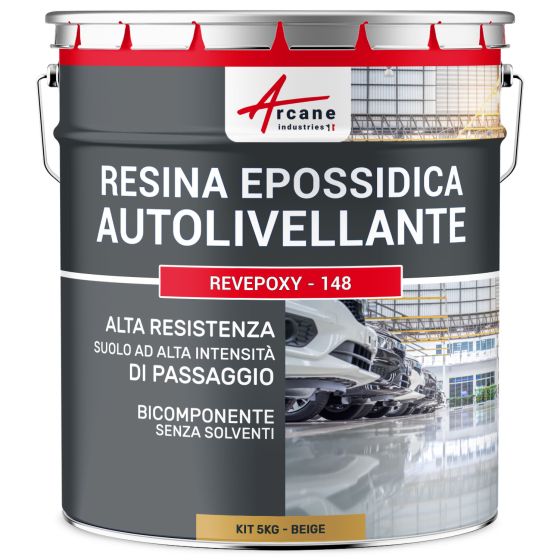 Resina Epossidica per Pavimenti, Autolivellante - REVEPOXY - 148 5 kg Beige - RAL 1001 Resina Epossidica per Pavimenti, Autolivellante - REVEPOXY - 148 5 kg Beige - RAL 1001