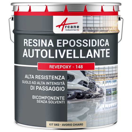 Resina Epossidica per Pavimenti, Autolivellante - REVEPOXY - 148 5 kg Avorio Chiaro - RAL 1015