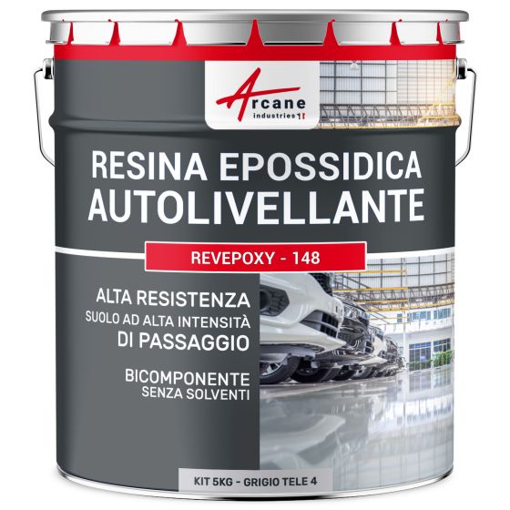 Resina Epossidica per Pavimenti, Autolivellante - REVEPOXY - 148 5 kg Grigio tele 4 - RAL 7047 Resina Epossidica per Pavimenti, Autolivellante - REVEPOXY - 148 5 kg Grigio tele 4 - RAL 7047