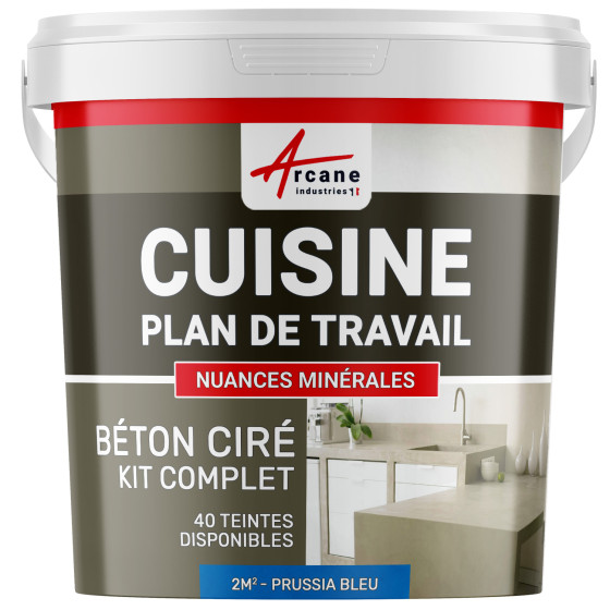 Béton Ciré Cuisine : Plan de travail, Crédence - Kit 2m2 - prussia bleu