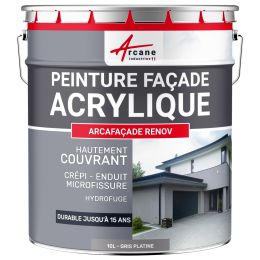 Peinture Crépi Façade Acrylique - ARCAFAÇADE RENOV-10L-gris platine-Aspect / Couleur