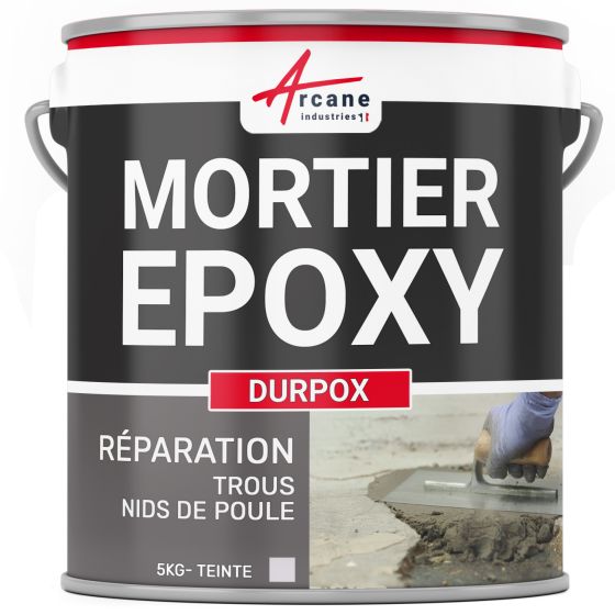 Mortier époxy de ragréage et réparation :  DURPOX-5Kg-Gris-Couleur / Aspect