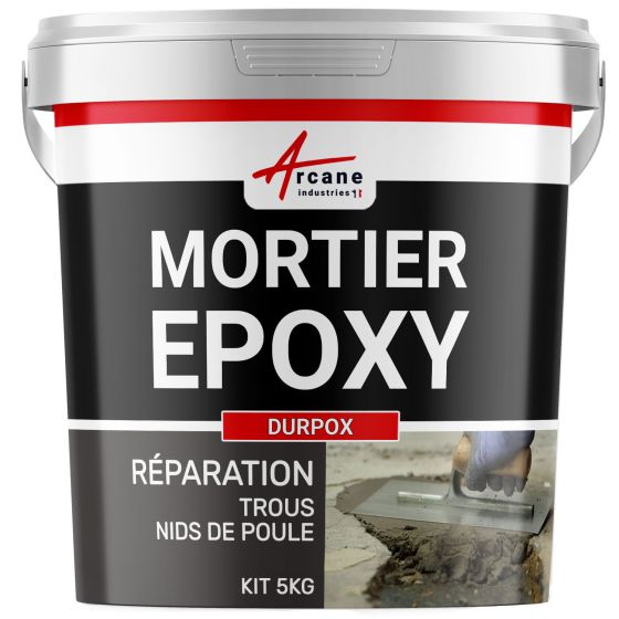 Mortier époxy de ragréage et réparation :  DURPOX-5Kg-Gris-Couleur / Aspect