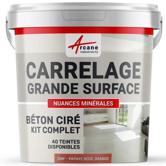 KIT BETON CIRE SUR CARRELAGE GRANDE SURFACE-Kit-30m2-Papaye-Rose-Orange-Aspect / Couleur