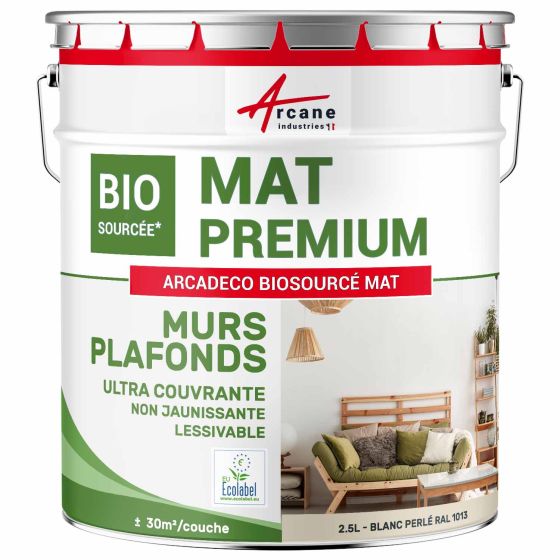 Peinture mate mur et plafond : Arcadéco Biosourcée Couleur / Aspect