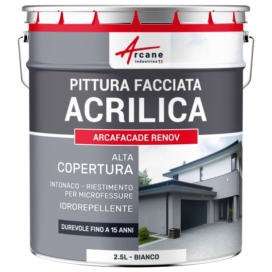 Pittura Esterna Acrilica per Crepi - ARCAFAÇADE RENOV 2.5 L (+ o - 15 m² in 1 strato) Bianco Pittura Esterna Acrilica per Crepi - ARCAFAÇADE RENOV 2.5 L (+ o - 15 m² in 1 strato) Bianco