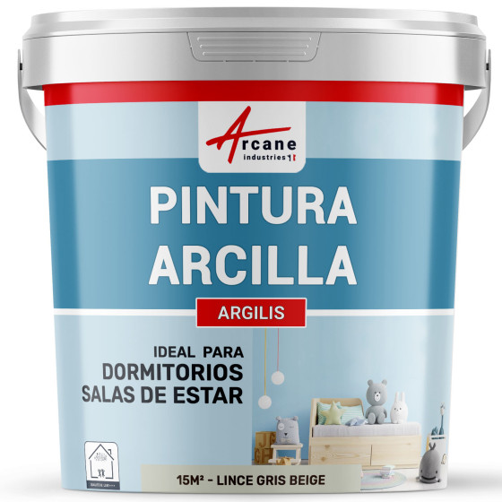 Pintura de arcilla natural para decoración de habitación infantil ARGILIS Lince Gris Beige 15 m² (2.5 kg en 1 capa)