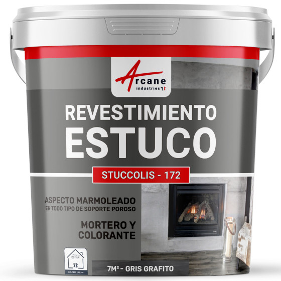 Pintura Estuco - Enduido STUCCOLIS con Mortero y ante Gris Grafito kit hasta 7 m²