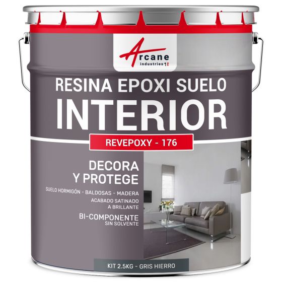 Resina Epoxi Decorativa para Suelo Interior REVEPOXY DECO RAL 7011  Gris Hierro 2.5 kg (hasta 12.5 m² en 2 capas)