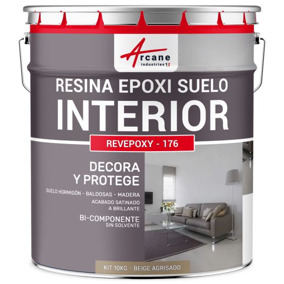 Resina Epoxi Decorativa para Suelo Interior REVEPOXY DECO RAL 1019 Beige agrisado 10 kg (hasta 50 m² en 2 capas)