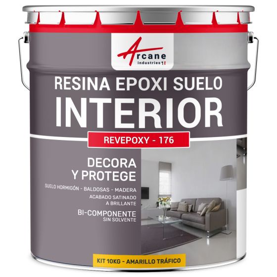 Resina Epoxi Decorativa para Suelo Interior REVEPOXY DECO Amarillo tráfico RAL 1023 10 kg (hasta 50 m² en 2 capas)