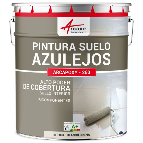 Pintura para Suelo de Baldosas Resina epoxi Arcapoxy RAL 9001 Blanco Crema 1 kg (hasta 5 m² en 2 capas)