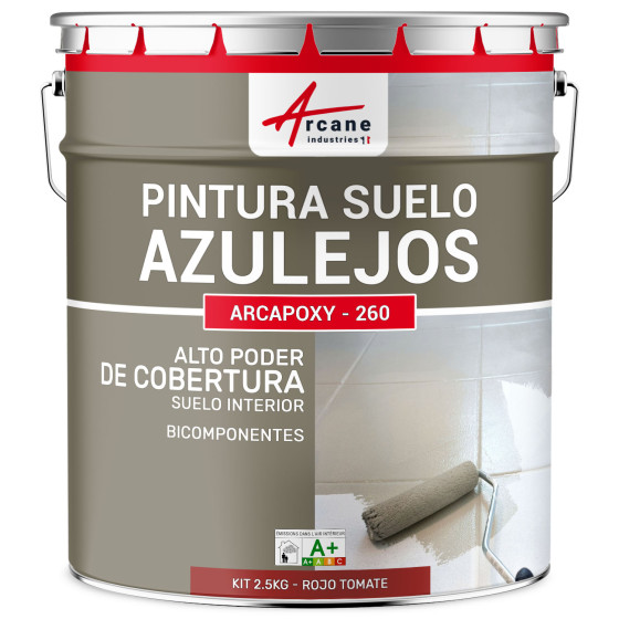 Pintura para Suelo de Baldosas Resina epoxi Arcapoxy RAL 3013 Rojo Tomate 2.5 kg (hasta 12.5 m² en 2 capas)