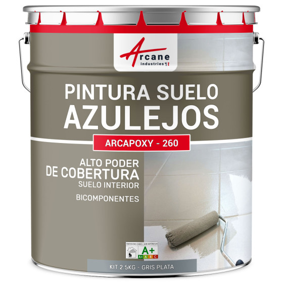 Pintura para Suelo de Baldosas Resina epoxi Arcapoxy RAL 7001 Gris Plata 2.5 kg (hasta 12.5 m² en 2 capas)