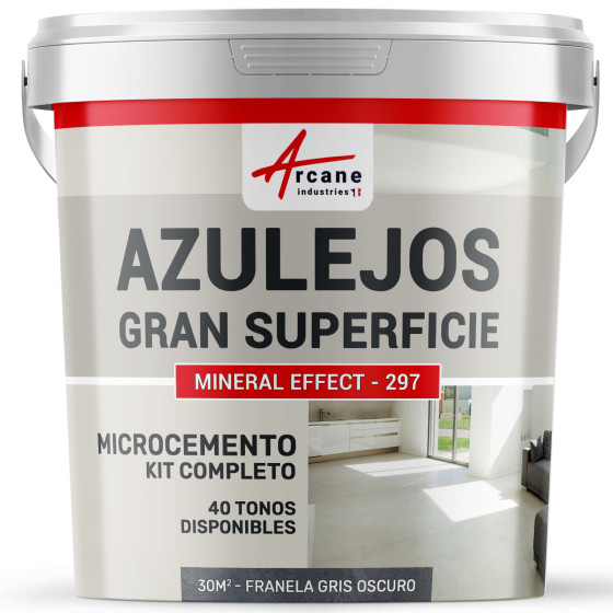 KIT DE MICROCEMENTO PARA AZULEJOS EN GRAN SUPERFICIE Franela Gris Oscuro 30 m² (en 2 capas)