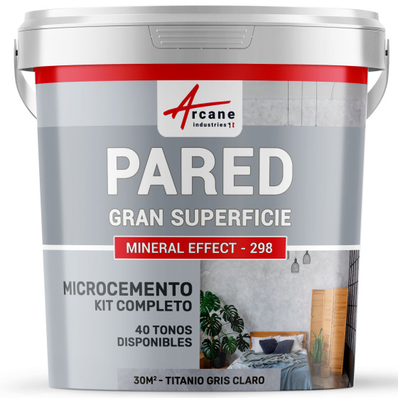 KIT HORMIGÓN PULIDO PARA PAREDES GRAN SUPERFICIE Hormigón pulido especial para muros Titanio Gris Claro 30 m² (en 2 capas)