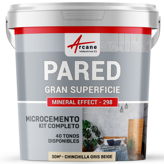 KIT HORMIGÓN PULIDO PARA PAREDES GRAN SUPERFICIE Hormigón pulido especial para muros Chinchilla Gris Beige 30 m² (en 2 capas)