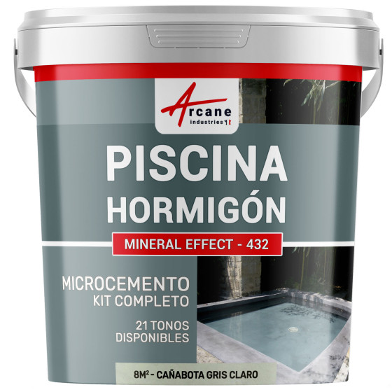 Kit de Hormigón Piscinas de Hormigón Revestimiento Impermeable de Alta Resistencia para PISCINA Cañabota Gris Claro 8 m²