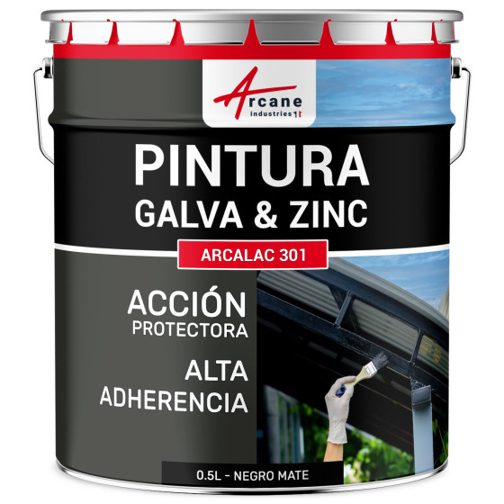 Pintura para Galvanizado y Zinc Arcalaque 301 0.5 L Negro Mate RAL 9005