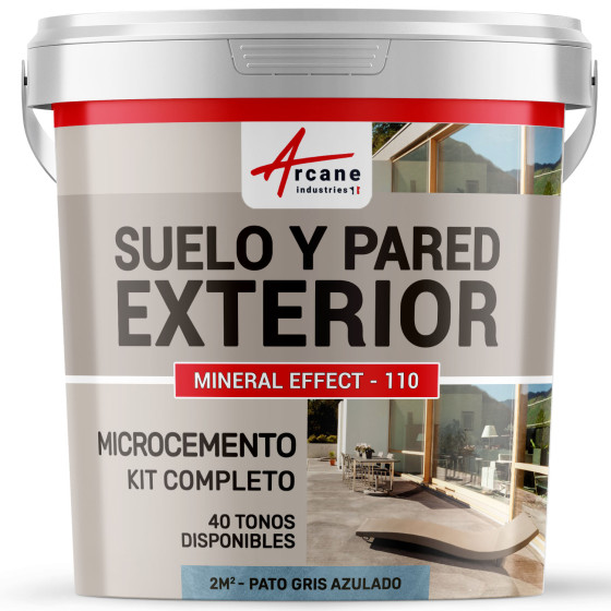 KIT BETÓN CIRÉ EXTERIOR - Betón alisado para suelos - paredes - terrazas y escaleras - Pato Gris Azulado - 2 m² (en 2 capas)