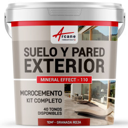 KIT BETÓN CIRÉ EXTERIOR - Betón alisado para suelos - paredes - terrazas y escaleras - Granada Roja - 10 m² (para 2 capas)