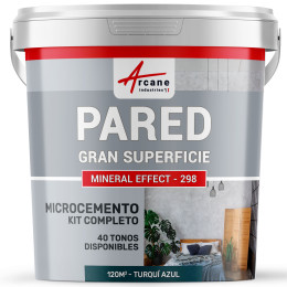 KIT HORMIGÓN PULIDO PARA PAREDES GRAN SUPERFICIE - Hormigón pulido especial para muros - Turquí Azul - 120 m² (en 2 capas)