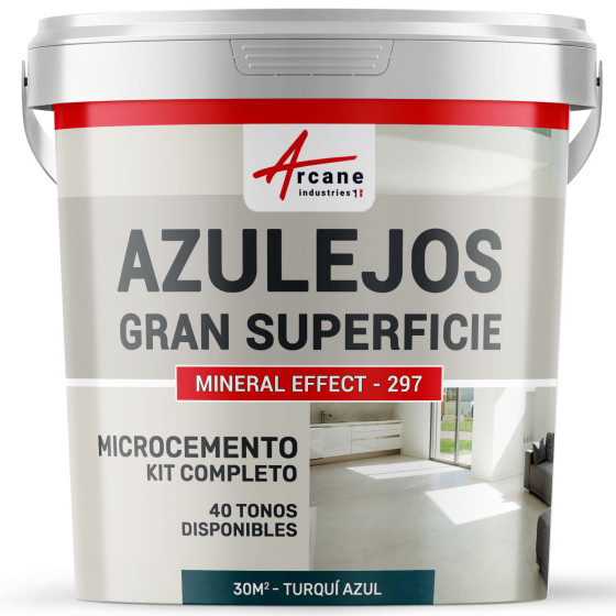 KIT DE MICROCEMENTO PARA AZULEJOS EN GRAN SUPERFICIE - Turquí Azul - 30 m² (en 2 capas)