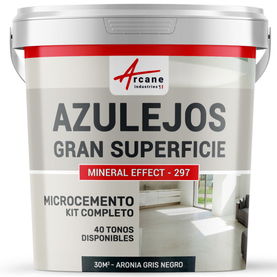 KIT DE MICROCEMENTO PARA AZULEJOS EN GRAN SUPERFICIE - Aronia Gris Negro - 30 m² (en 2 capas)