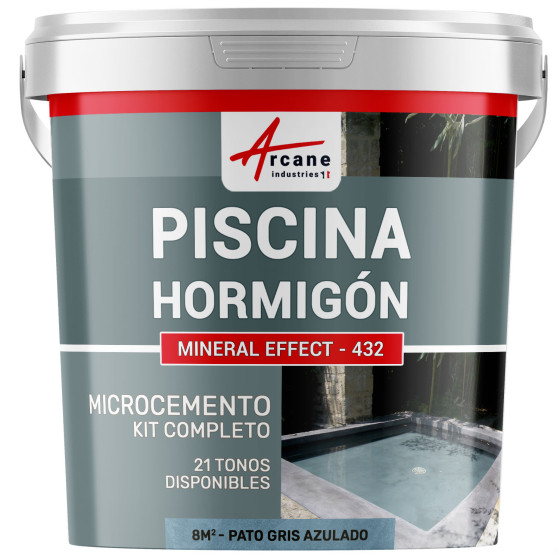 Kit de Hormigón Piscinas de Hormigón - Revestimiento Impermeable de Alta Resistencia para PISCINA - Pato Gris Azulado - 8 m²