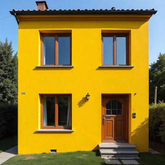 Peinture Façade Acrylique pour Crépi - ARCAFAÇADE RENOV - Mise en situation Jaune