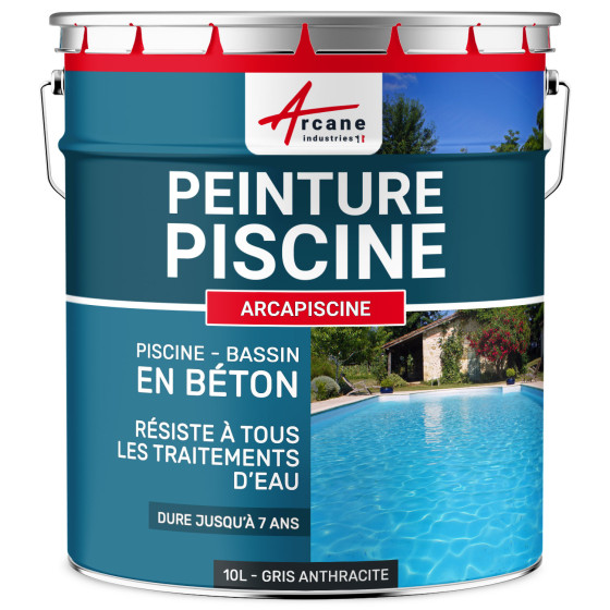 Peinture piscine béton - ARCAPISCINE-10L-Gris-anthracite-ral-7016-Aspect / Couleur Peinture piscine béton - ARCAPISCINE-10L-Gris-anthracite-ral-7016-Aspect / Couleur