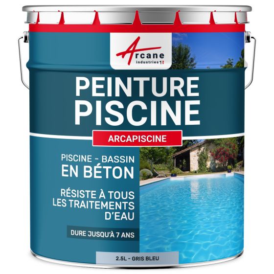 Peinture piscine béton- ARCAPISCINE-2.5L-gris bleu-Aspect / Couleur