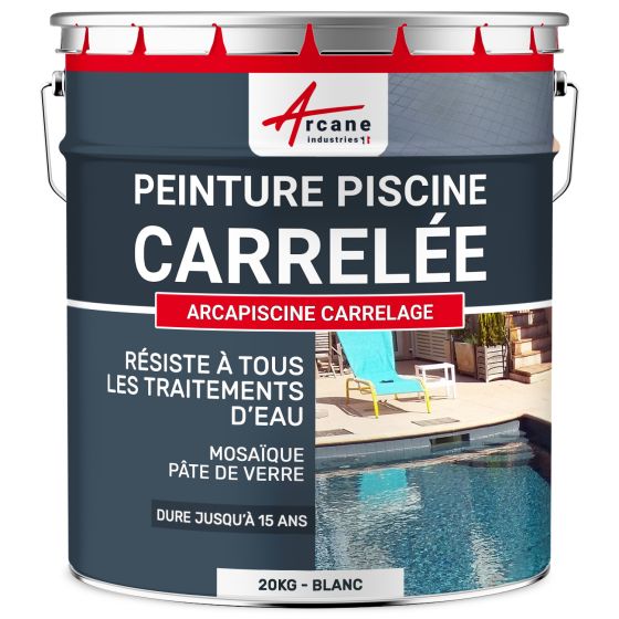 Peinture Carrelage Piscine Pour Piscine Carrelée - ARCAPISCINE CARRELAGE-20kg-blanc-Aspect / Couleur Peinture Carrelage Piscine Pour Piscine Carrelée - ARCAPISCINE CARRELAGE-20kg-blanc-Aspect / Couleur