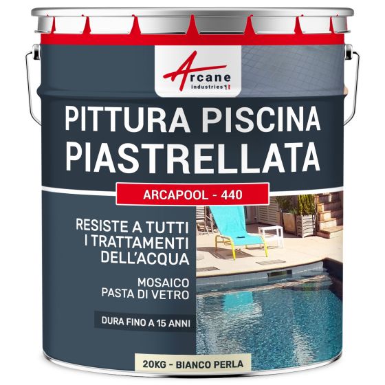 Pittura per Piastrelle Piscina per Piscine Piastrellate 20 kg Bianco Perla - RAL 1013 Pittura per Piastrelle Piscina per Piscine Piastrellate 20 kg Bianco Perla - RAL 1013