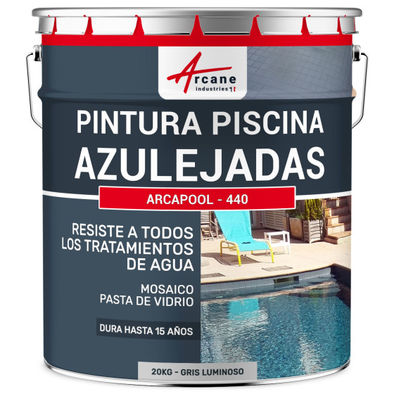 Pintura Para Piscinas Azulejadas ARCAPISCINE AZULEJOS 20 kg (hasta 65m² en 2 capas) Gris luminoso RAL 7035 Pintura Para Piscinas Azulejadas ARCAPISCINE AZULEJOS 20 kg (hasta 65m² en 2 capas) Gris luminoso RAL 7035