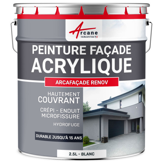 Peinture Crépi Façade Acrylique - ARCAFAÇADE RENOV-2-5L-Blanc-Ral-9003-Aspect / Couleur Peinture Crépi Façade Acrylique - ARCAFAÇADE RENOV-2-5L-Blanc-Ral-9003-Aspect / Couleur