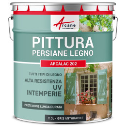 Vernice per Persiane in Legno: ARCALAC 202 2.5 L Grigio Antracite - RAL 7016
