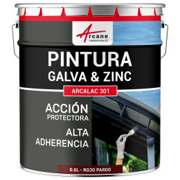 Pintura para Galvanizado y Zinc Arcalaque 301 Rojo pardo Ral 3011 0.5 L