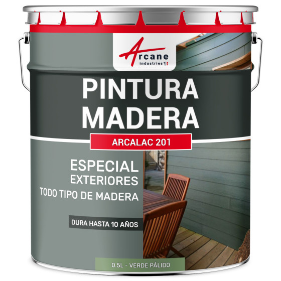 Pintura para madera exterior e interior ARCALAQUE 201 0.5 L Verde Pálido RAL 6021 Pintura para madera exterior e interior ARCALAQUE 201 0.5 L Verde Pálido RAL 6021