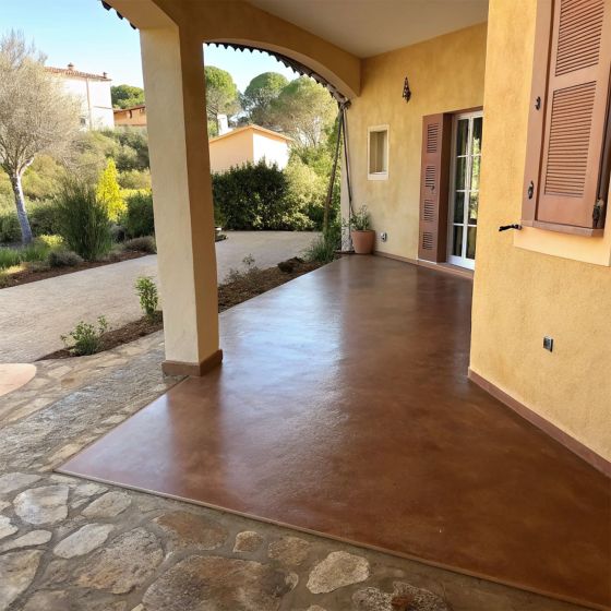 KIT BETON CIRE EXTERIEUR - Béton ciré extérieur pour sol, mur, terrasse, balcon, escalier - Mise en situation - Airelles