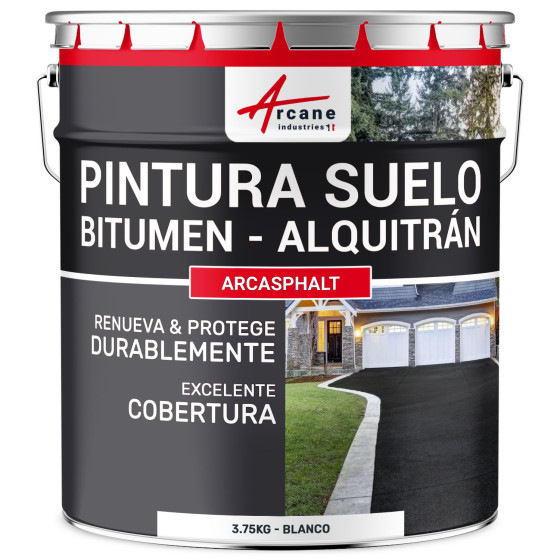 Pintura bituminosa y de alquitrán resina de suelo para asfalto Blanco 3.75 kg (7.5 m² en 2 capas) Pintura bituminosa y de alquitrán resina de suelo para asfalto Blanco 3.75 kg (7.5 m² en 2 capas)