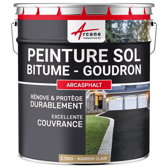 Peinture bitume - peinture goudron : Résine solpour asphalte, goudron, enrobé - ARCASPHALT marron clair 3.75kg- Couleur / Aspect Peinture bitume - peinture goudron : Résine solpour asphalte, goudron, enrobé - ARCASPHALT marron clair 3.75kg- Couleur / Aspect