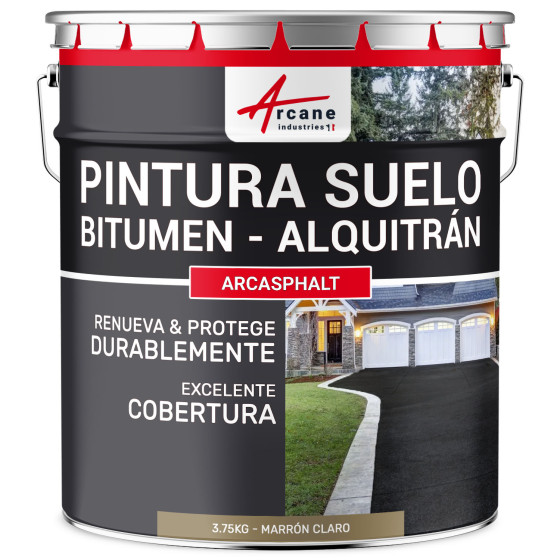 Pintura bituminosa y de alquitrán resina de suelo para asfalto Marrón Claro 3.75 kg (7.5 m² en 2 capas) Pintura bituminosa y de alquitrán resina de suelo para asfalto Marrón Claro 3.75 kg (7.5 m² en 2 capas)