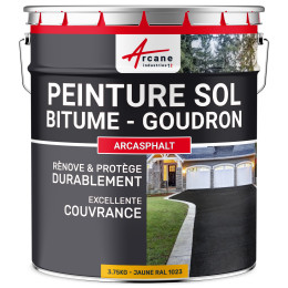 Peinture bitume / peinture goudron : Résine sol pour asphalte, goudron, enrobé - ARCASPHALT 3.75KG jaune ral 1023 - Couleur / As