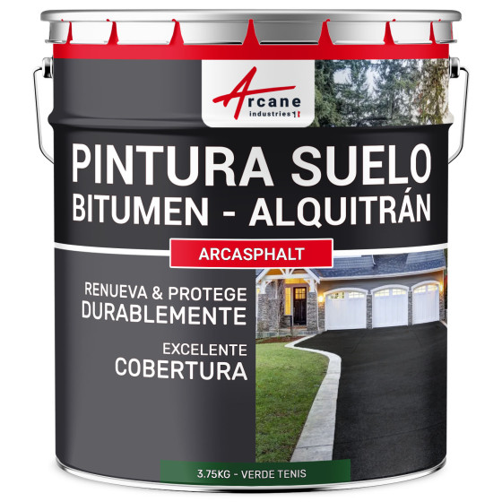 Pintura bituminosa y de alquitrán resina de suelo para asfalto Verde Tenis 3.75 kg (7.5 m² en 2 capas)