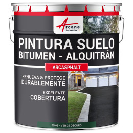 Pintura bituminosa y de alquitrán resina de suelo para asfalto Verde Oscuro 15 kg (hasta 30 m² en 2 capas)