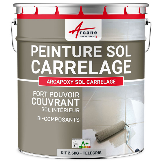 Peinture Sol Carrelage - Résine époxy pour sol carrelé-Kit2-5Kg-Ral-7047-Telegris-4-Aspect / Couleur Peinture Sol Carrelage - Résine époxy pour sol carrelé-Kit2-5Kg-Ral-7047-Telegris-4-Aspect / Couleur