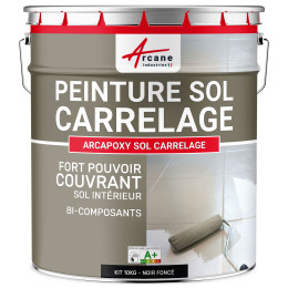 Peinture Sol Carrelage - Résine époxy pour sol carrelé-Kit10Kg-RAL-9005-Noir-fonce-Aspect / Couleur