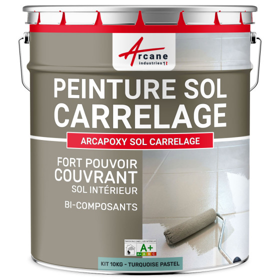 Peinture Sol Carrelage - Résine époxy pour sol carrelé-Kit10Kg-RAL-6034-Turquoise-Pastel-Aspect / Couleur Peinture Sol Carrelage - Résine époxy pour sol carrelé-Kit10Kg-RAL-6034-Turquoise-Pastel-Aspect / Couleur
