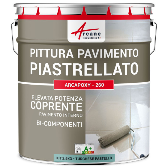 Arcapoxy Pavimento Piastrellato 2.5 kg (fino a 12.5 m² in 2 strati) RAL 6034 - Turchese Pastello Arcapoxy Pavimento Piastrellato 2.5 kg (fino a 12.5 m² in 2 strati) RAL 6034 - Turchese Pastello